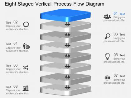 Fn eight staged vertical process flow diagram powerpoint template