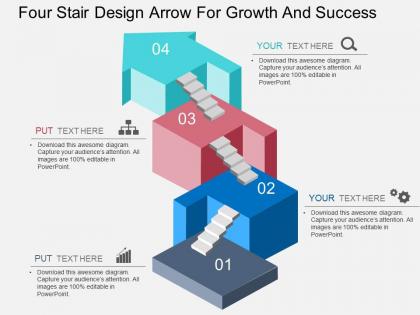 Fo four stair design arrow for growth and success flat powerpoint design