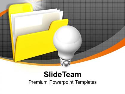Folder icon with light bulb idea discussion powerpoint templates ppt themes and graphics 0113