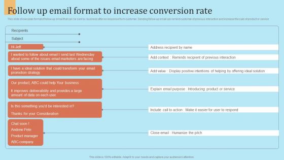 Follow Up Email Format To Increase Conversion Rate Outbound Marketing Strategy For Lead Generation