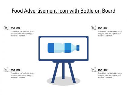 Food advertisement icon with bottle on board