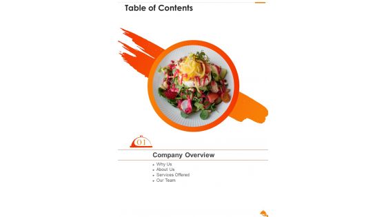 Food Ordering System Proposal Table Of Contents One Pager Sample Example Document