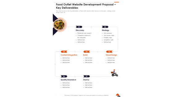 Food Outlet Website Development Proposal Key Deliverables One Pager Sample Example Document