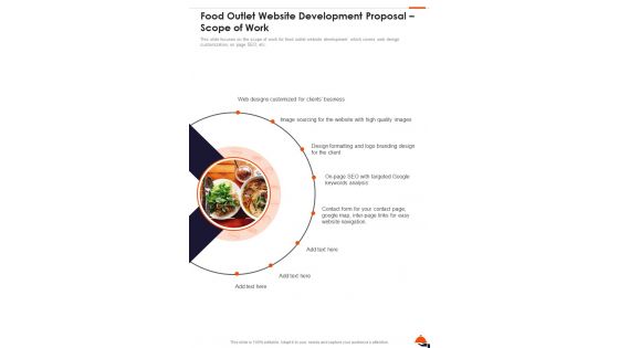 Food Outlet Website Development Proposal Scope Of Work One Pager Sample Example Document