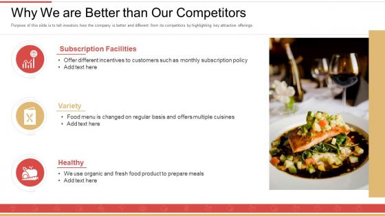 Food startup why we are better than our competitors ppt powerpoint templates