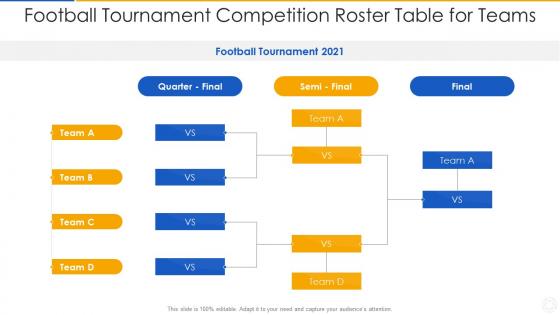 Football tournament competition roster table for teams