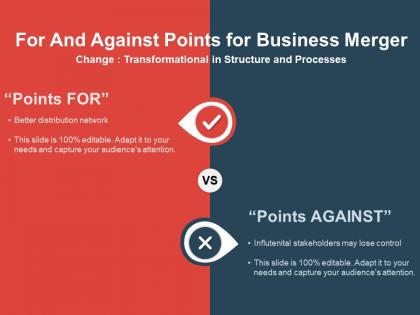 For And Against Points For Business Merger | Presentation Graphics ...