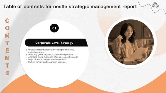 For Nestle Strategic Management Report Table Of Contents Strategy SS
