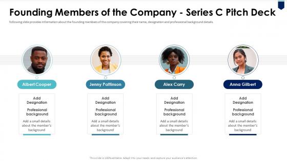 Founding members of the company series c pitch deck ppt powerpoint portrait