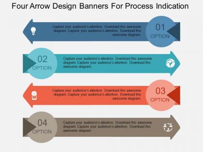 Four arrow design banners for process indication flat powerpoint design