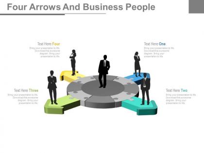 Four arrows and business peoples for business opinion generation powerpoint slides