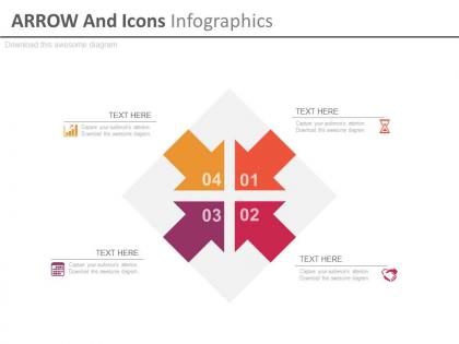Four arrows and icons infographics flat powerpoint design