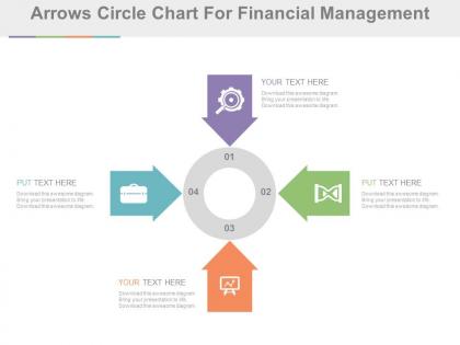 Four arrows circle chart for financial management flat powerpoint design