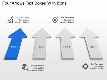 Four arrows text boxes with icons powerpoint template slide