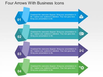 Four arrows with business icons flat powerpoint design