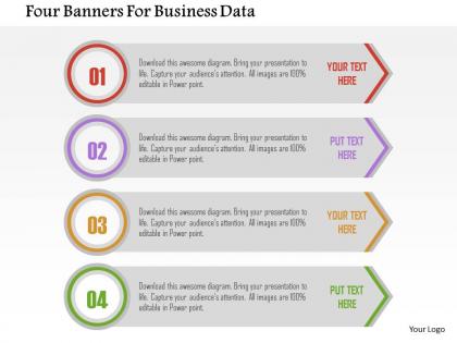 Four banners for business data flat powerpoint design