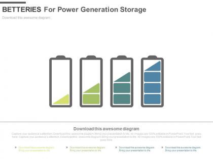 Four batteries for power generation storage powerpoint slides