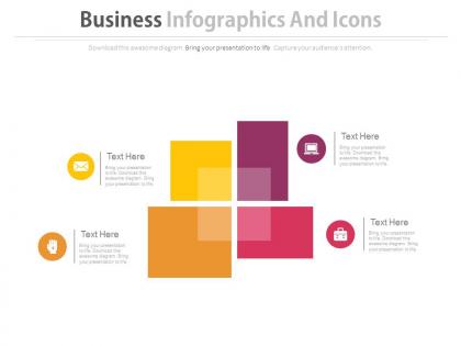 Four blocks business infographics and icons flat powerpoint design