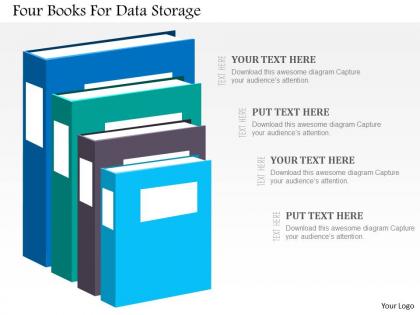 Four books for data storage flat powerpoint design