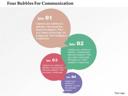 Four bubbles for communication flat powerpoint design