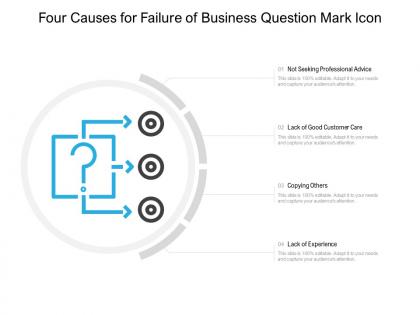 Four causes for failure of business question mark icon