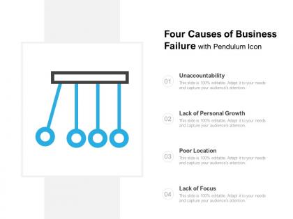 Four causes of business failure with pendulum icon
