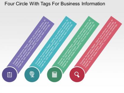 Four circle with tags for business information flat powerpoint design