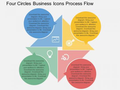 Four circles business icons process flow flat powerpoint design