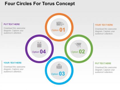 Four circles for torus concept flat powerpoint design