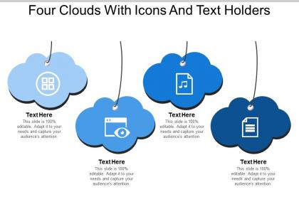 Four clouds with icons and text holders