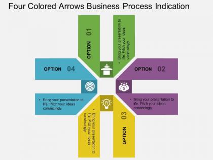 Four colored arrows business process indication flat powerpoint design