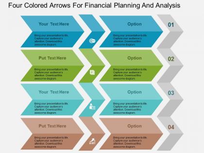 Four colored arrows for financial planning and analysis flat powerpoint design
