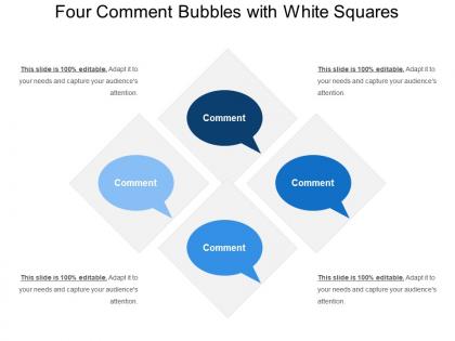 Four comment bubbles with white squares