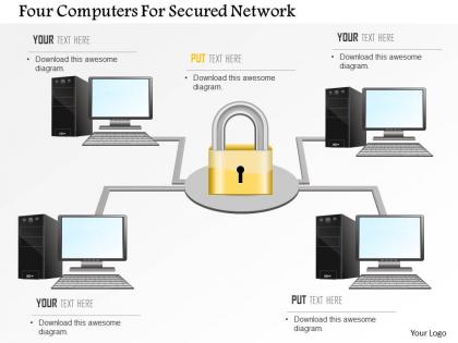 Four computers for secured network ppt slides