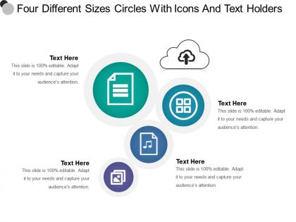 Four different sizes circles with icons and text holders