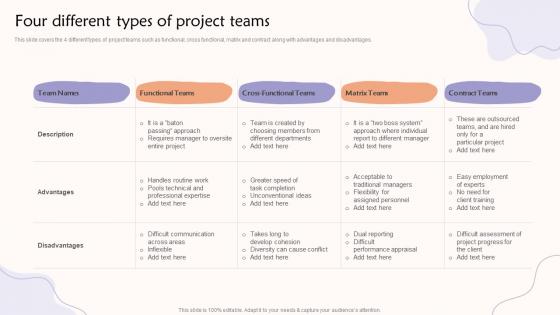 Four Different Types Of Project Teams Contributing To A Common Goal