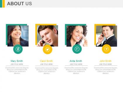 Four employees for business profile about us powerpoint slides