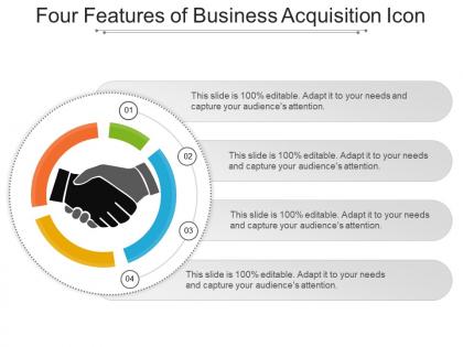 Four features of business acquisition icon presentation images