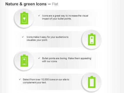 Four green energy cells ppt icons graphics