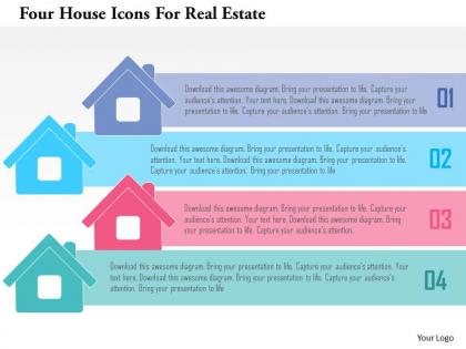 Four house icons for real estate flat powerpoint design