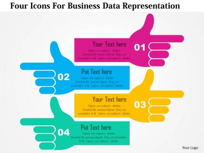 Four icons for business data representation flat powerpoint design
