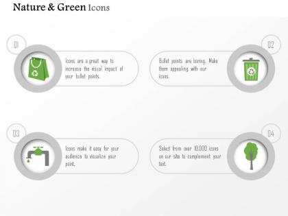 Four icons for green energy water air paper and waste management editable icons