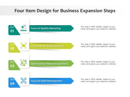Four item design for business expansion steps