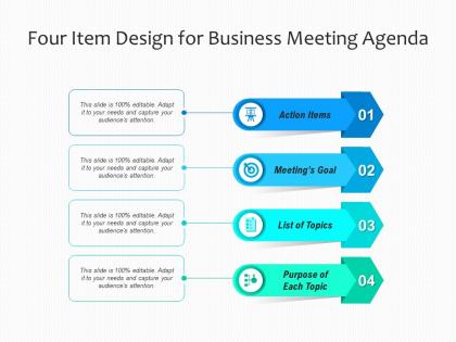 Four item design for business meeting agenda