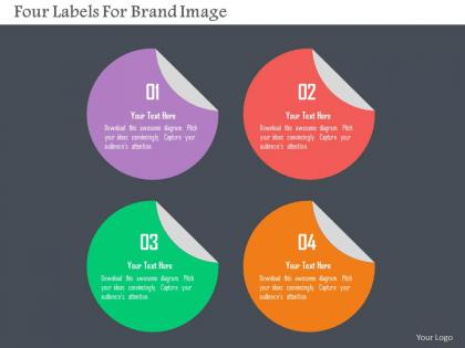Four labels for brand image flat powerpoint design