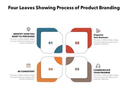 Four leaves showing process of product branding