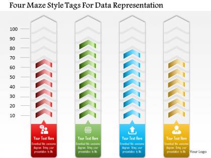 Four maze style tags for data representation powerpoint template