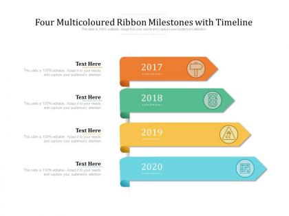 Four multicoloured ribbon milestones with timeline
