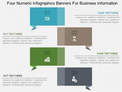 Four numeric infographics banners for business information flat powerpoint design