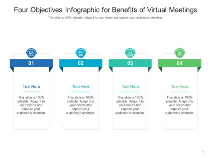 Four objectives for benefits of virtual meetings infographic template